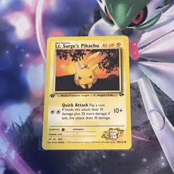 Pokemon Lt. Surge's Pikachu 1st Edition LP 84/132 Gym Heroes WOTC Vintage - Image 1