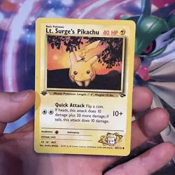 Pokemon Lt. Surge's Pikachu 1st Edition LP 84/132 Gym Heroes WOTC Vintage - Image 2