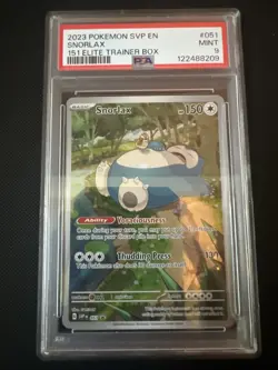 Pokemon Snorlax 151 ETB Illustration Rare Promo SVP 051 PSA 9 - Image 1