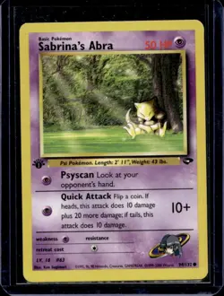2000 Pokemon Gym Challenge 1st Edition Sabrina's Abra #94/132 - Image 1