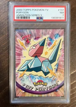 2000 TOPPS POKEMON TV ANIMATION SER 3 #137 PORYGON PSA 7 - Image 1