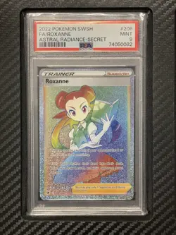 2022 PSA 9 FA Roxanne #206 Full Art Rainbow Secret Rare Pokemon TCG SWSH AR - Image 1