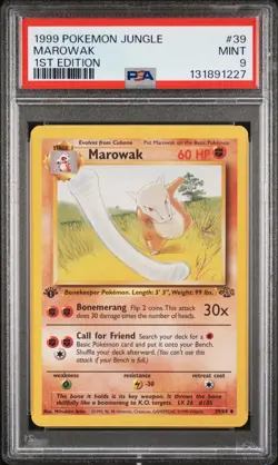 1999 POKEMON JUNGLE 1ST ED #39 MAROWAK PSA 9 - Image 1