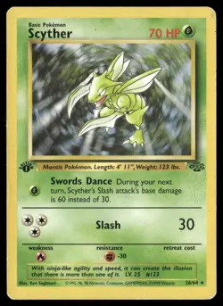 Scyther (26) 1st Edition #26/64 Jungle Pokemon (1M) - Image 1