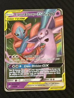 Espeon and Deoxys GX 72/236 Pokemon TCG Unified Minds Tag Team Ultra Rare - Image 1