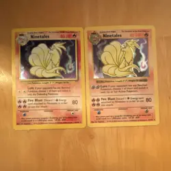 Pokemon Ninetales 12/102 Holo and Holo Shadowless 2 Card Lot - Image 1