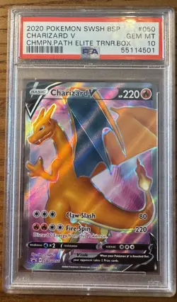 Pokemon TCG Charizard V SWSH050 Champions Path Black Star Promo PSA 10 GEM Mint - Image 1