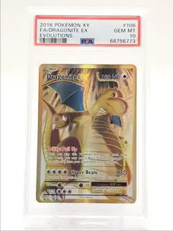 DRAGONITE EX 2016 POKEMON XY EVOLUTIONS FULL ART RARE 106/108 PSA 10 Q0465 - Image 1