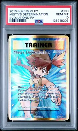 2016 Pokemon XY Evolutions Misty’s Determination Full Art 108/108 #108 PSA 10 - Image 1