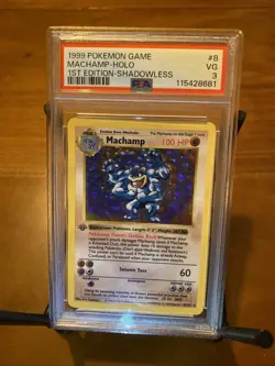 1999 Pokemon Machamp 1st Edition Shadowless Base Set Holo 8/102 PSA 3 - Image 1