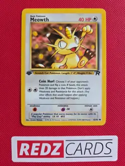 1st Edition Meowth 62/82 Team Rocket 1999 Pokemon Card NM - Image 1