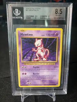 2016 Pokemon, XY Evolutions, #051/108 Mewtwo, Rare (BECKETT 8.5) - Image 1