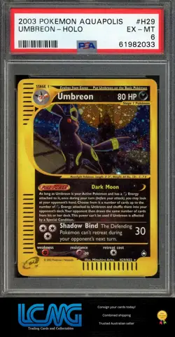Pokemon TCG Aquapolis #H29/H32 Umbreon Holo PSA 6 - Image 1
