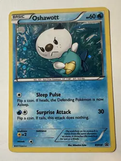 2011 Pokemon TCG Black & White Oshawott Black Star Promo Holo Rare BW08 LP - Image 1