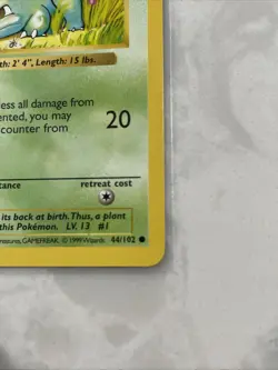 Bulbasaur 044/102 Base Set (Shadowless) Regular Unlimited Pokemon WOTC LP - Image 2