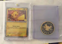 Pikachu 051/162 30th Anniversary Pokemon Day Stamp Cosmos Holo + Coin - Image 1