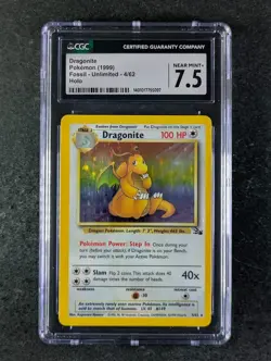1999 Pokemon DRAGONITE #4/62 Fossil Unlimited Galaxy Star Holo English CGC 7.5 - Image 1