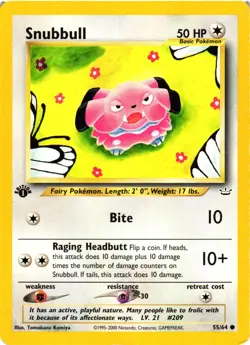 Pokemon TCG Snubbull 55/64 1st Edition Neo Revelation DMG - Image 1