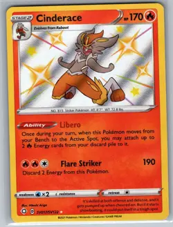 Cinderace SV017/SV122 Shining Fates: Shiny Vault - Pokemon Card - NM - Image 1