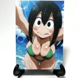 My Hero Academia Tsuyu Asui Sexy Bikini Anime Waifu Girl Lewd Goddess Art Card - Image 1
