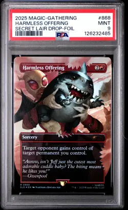 2025 MTG SECRET LAIR DROP MARVEL'S DEADPOOL-FOIL #0868 HARMLESS OFFERING PSA 9 - Image 1