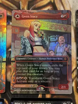 FOIL MTG Spider-Man Borderless Mythic Lot: Gwen Stacy Miles Morales Peter Parker - Image 3