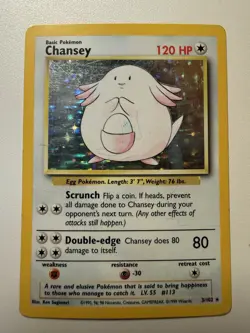 Chansey 3/102 NM Holo Rare Unlimited Base Set 1999 Pokemon TCG HP - Image 2