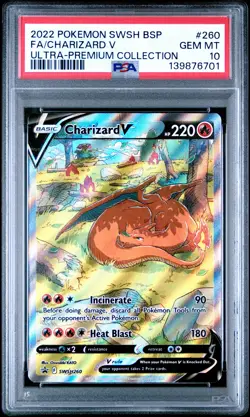 2022 POKEMON SWSH BLACK STAR PROMO #260 FULL ART/CHARIZARD V PSA 10 - Image 1