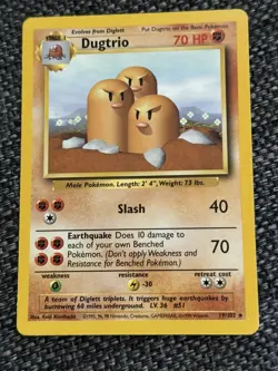 Pokemon TCG - DUGTRIO - 19/102 - RARE - UNLIMITED - BASE SET 1999 - WOTC - HP/MP - Image 1