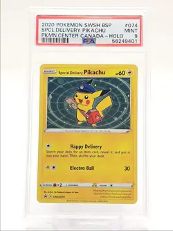 SPECIAL DELIVERY PIKACHU 2020 POKEMON CENTER CANADA #SWSH074 PSA 9 Q0465 - Image 1