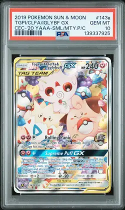 2019 POKEMON SUN & MOON COSMIC ECLIPSE TOGEPI & CLEFFA & IGGLYBUFF GX PSA 10 - Image 1