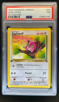 1999 Pokemon Jungle 1st Edition Jigglypuff #54/64 PSA 7 - Image 1