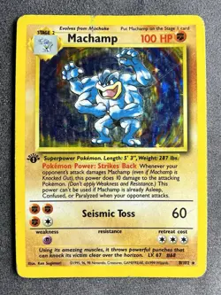 Pokemon TCG Machamp Holo 1st Edition Base Set #8/102 HP - Image 1