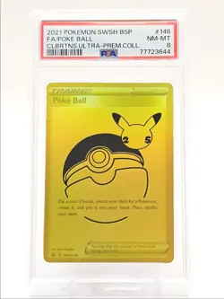 POKE BALL 2021 POKEMON CELEBRATIONS ULTRA PREMIUM GOLD #SWSH146 PSA 8 Q0465 - Image 1