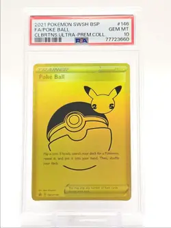 POKE BALL 2021 POKEMON CELEBRATIONS ULTRA PREMIUM GOLD #SWSH146 PSA 10 Q0465 - Image 1