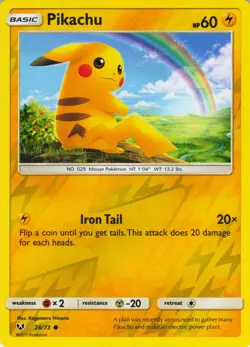 Pikachu - Reverse Holo - 28/73 Shining Legends - Pokemon TCG - 2017 - Image 1