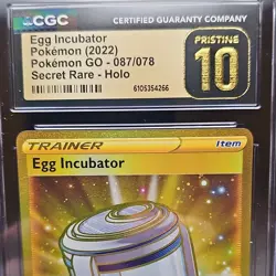 Pokemon Egg Incubator Secret Rare Holo CGC Pristine 10 Pokemon GO 087/078 - Image 2