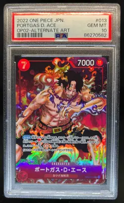 2022 One Piece Japanese Portgas.D.Ace OP02 Alternate Art #OP02-013 PSA 10 - Image 1