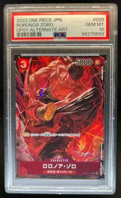 2022 One Piece Romance Dawn JP Roronoa Zoro Alternate Art #OP01-025 PSA 10 - Image 1
