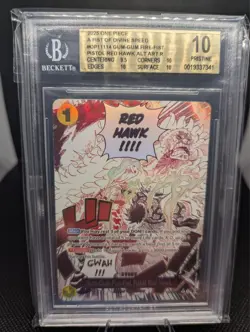 2025 One Piece Gum-Gum Fire-Fist Pistol Red Hawk Alt Art #OP11-114 BGS 10 - Image 1