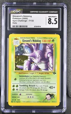 CGC 8.5 Giovanni's Nidoking 2000 Gym Challenge 7/132 Holo Pokemon Card - Image 1