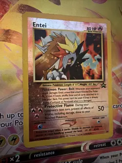 Entei Vintage Reverse Holo Black Star Promo 34 Pokemon Card DMG-Poor - Image 1