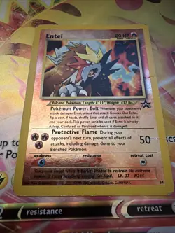 Entei Vintage Reverse Holo Black Star Promo 34 Pokemon Card DMG-Poor - Image 2