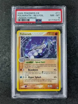 2005 Pokemon POLIWRATH #11/115 Unseen Forces Reverse Holo Rare English PSA 8 - Image 1