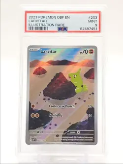 LARVITAR 2023 POKEMON OBSIDIAN FLAMES ILLUSTRATION RARE 203/197 PSA 9 Q0465 - Image 1