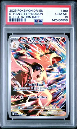 2025 POKEMON DRI EN-DESTINED RIVALS ILLUSTRATION RARE ETHAN'S TYPHLOSION PSA 10 - Image 1