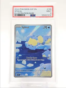 SPHEAL 2024 POKEMON SURGING SPARKS ILLUSTRATION RARE 199/191 PSA 9 Q0465 - Image 1