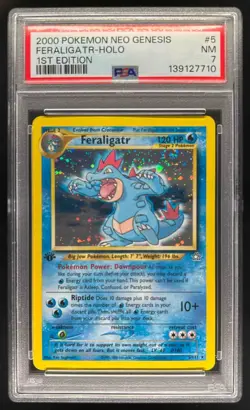 2000 Pokemon Neo Genesis 1st Edition Feraligatr Holo #5/111 PSA 7 - Image 1