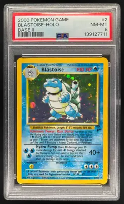 2000 Pokemon Set 2 Blastoise Holo #2/130 PSA 8 - Image 1