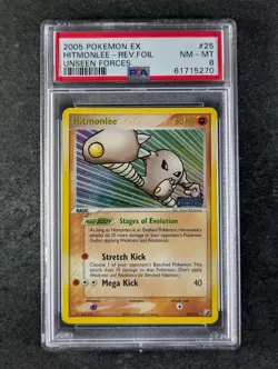 2005 Pokemon HITMONLEE #25/115 Unseen Forces Reverse Holo Rare English PSA 8 - Image 1